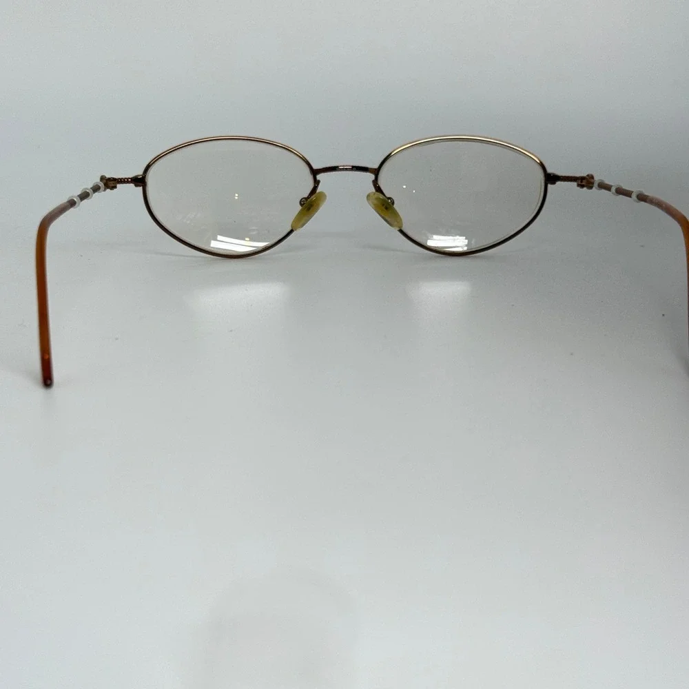 Christian Dior CD Logo Pearl Accent Oval Eyeglasses‎ Frames Rose Gold Tone 21454